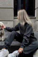 Embroidered Fleece Hoodie Pants Activewear Set