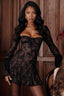 Tie Waist Bell Sleeve A Line Lace Dress