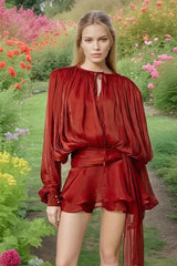 Ruffled Full Sleeve Mini Dress