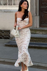 Elegant Lace Patchwork Cami Maxi Lace Dress