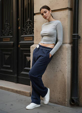 Boat Neck Graceful Long Sleeve Shirt