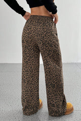 Leopard Print Loose Wide Leg Versatile Casual Pants
