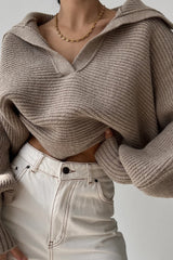 Long Sleeve Collar Knit Sweater