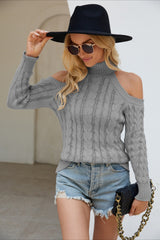 Elegant Cable Mock Neck Sweater