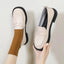 Black Leather Slip On British Style Low Heels Spring Platform Casual Flats Loafers