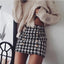 HIGH STREET Runway Designer Lion Buttons Tweed Houndstooth Mini Skirt
