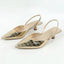 2024 Summer New Fashion Back Strap Stone Pattern Purple Pointed Toe Slingback Shoes Brand Wedding High Mules Low Heel Pumps