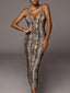 Leopard Print Sleeveless V-neck Spring Christmas Outfits Midi Dresses