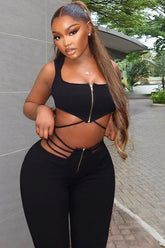 Sexy Tie Front Cami Sculpt Pants Activewear Set