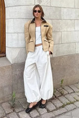Waist Cinched Colorblock Jacket