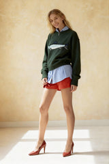 Oversized Fish Print Pullover Sweatshirt