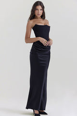 Sexy Backless Cinched Waist Maxi Dress