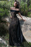 Lace Insert Off Shoulder Maxi Formal Dress