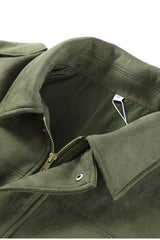 Suede Cropped Zip-Up Jacket