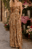 Strapless Lace Up Pleated Boho Dress