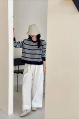 Colorblock Striped Knit Sweater