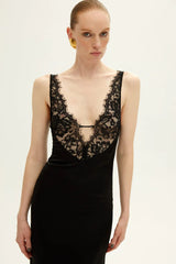 Sexy V Neck Lace Bandage Sleeveless Cocktail Formal Dress