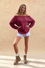 Solid Off Shoulder Pullover Sweater