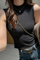 High Neck Brushed Tank Top