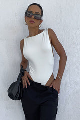 Backless Slim Solid Sporty Sexy Bodysuit