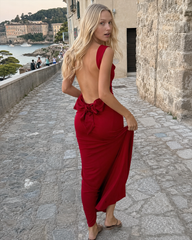 Bow Back Spaghetti Strap Formal Dress