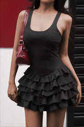 Puff Hem Bodycon Slip Dress