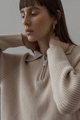 Polo Collar Knit Pullover Sweater