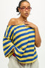 Striped Off Shoulder Oversized Short Sleeve T-Shirt