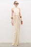 High Neck Twist Front Cut Out Reception Dress