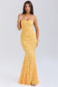 Strapless Lace Backless Waist Tie Maxi Lace Dress