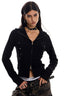 Rivet Trim Fitted Zip Up Hoodie