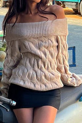 Ribbed Off Shoulder Knit Sweater