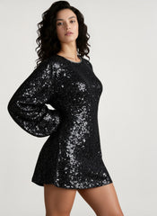 Elegant Slim Long Sleeve Sequin Dress