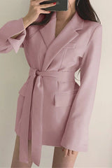 Belted Loose Fit Straight Blazer