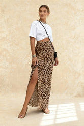 Elegant Leopard Print Slim A-Line Skirt