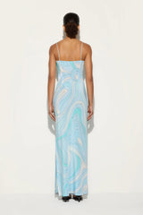 Printed Satin Cami Slit Silk Dress