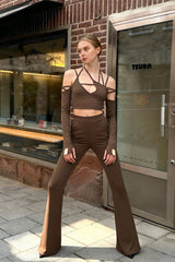 Phased Out Cut Out Cropped Top