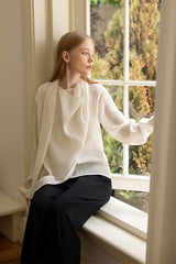 Elegant Cowl Neck Long Sleeve Top