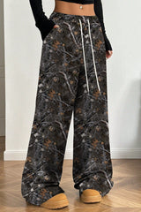Camouflage Print Stretch Slim Wide Leg Casual Pants