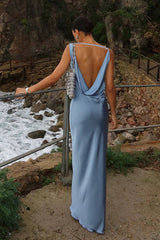 Sexy Backless Halter Satin Formal Dress