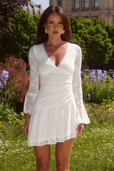 Sexy Irregular Hem Mini Lace Dress