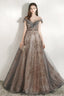 V Neck Beaded Ball Gown Prom Dress
