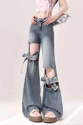 Slim Fit Bow Flare Jeans