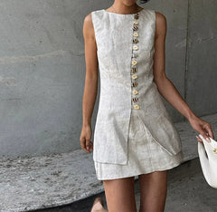 Sleeveless Vest Mini Skirt Suit