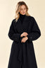 Retro Solid Woolen Coat Women Knee High Thick Turn-Down Overcoat
