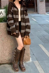 Colorblock Striped Hooded Sweater