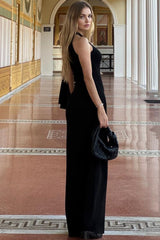 Solid Color Asymmetric Work Dress