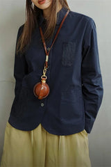 Navy Long Sleeve Casual Jacket