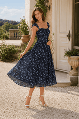 Elegant Vintage Slim Strap Printed Floral Dress