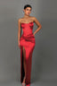 Twist Front Satin Slit Party Dress